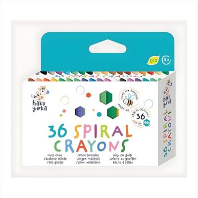 Haku Yoka Crayones en espiral, 24 colores, sin ensuciar, súper duraderos y fáciles de agarrar para mayores de 2 años, cera de abeja natural y crayón de color mineral orgánico Haku Yoka Crayones en espiral, 24 colores, sin ensuciar, súper duraderos y fáciles de agarrar para mayores de 2 años, cera de abeja natural y crayón de color mineral orgánico