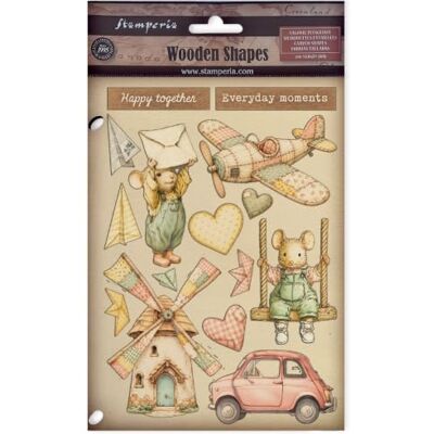 Stamperia Coloured Wooden Shapes (Cozy Family) (A5) For Scrapbooks, Albums, Cards and More, Laser Cut, Printed for Enhanced Detail, Perfect for Hobbies, Crafts and Gifting Stamperia Coloured Wooden Shapes (Cozy Family) (A5) For Scrapbooks, Albums, Cards and More, Laser Cut, Printed for Enhanced Detail, Perfect for Hobbies, Crafts and Gifting