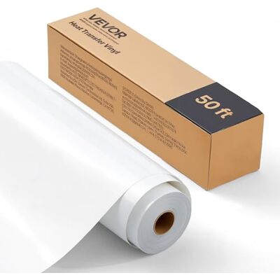 VEVOR Rollo de Vinilo Termoadhesivo HTV 30,48x1524 cm Vinilo de Transferencia Térmica Fácil Cortar/Despegar Fuerte Adhesión Compatible con Máquina de Corte, para Varios Materiales, Blanco Brillante VEVOR Rollo de Vinilo Termoadhesivo HTV 30,48x1524 cm Vinilo de Transferencia Térmica Fácil Cortar/Despegar Fuerte Adhesión Compatible con Máquina de Corte, para Varios Materiales, Blanco Brillante