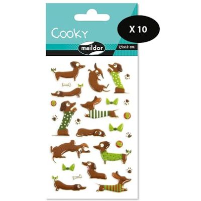 Maildor CY097O Bolsa de gomas 3D Cooky 1 tabla de 7,5 x 12 cm, Dachshund (26 pegatinas) Paquete de 10 unidades Maildor CY097O Bolsa de gomas 3D Cooky 1 tabla de 7,5 x 12 cm, Dachshund (26 pegatinas) Paquete de 10 unidades