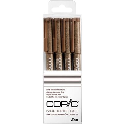 COPIC Multiliner Set, Marrón, 4 Fineliner en varios grosores de trazo, rotuladores de dibujo con punta fina y tinta pigmentada resistente al agua COPIC Multiliner Set, Marrón, 4 Fineliner en varios grosores de trazo, rotuladores de dibujo con punta fina y tinta pigmentada resistente al agua