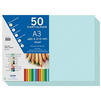 DOHE Cartulinas A3 Azul Sado para Manualidades e Impresión (50 uds.) 21x29,7 cm 180 g/m² Material de oficina DOHE Cartulinas A3 Azul Sado para Manualidades e Impresión (50 uds.) 21x29,7 cm 180 g/m² Material de oficina