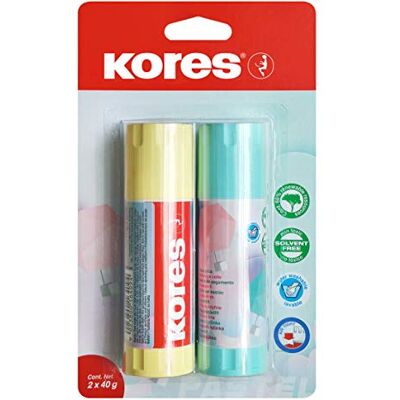 Kores Pegamento en barra pastel, adhesivo fuerte, seguro y no tóxico para artes y manualidades, blanco, paquete de 2 x 40 g Kores Pegamento en barra pastel, adhesivo fuerte, seguro y no tóxico para artes y manualidades, blanco, paquete de 2 x 40 g