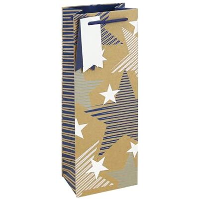 Eurowrap Etoiles, kraft, sac bouteille 12,7x9x35,5 cm Paq de 6 Eurowrap Etoiles, kraft, sac bouteille 12,7x9x35,5 cm Paq de 6