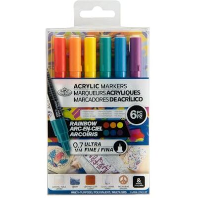 Royal & Langnickel 6 rotuladores de pintura acrílica ultrafina. COLORES DEL ARCO IRIS DE 0,7 MM Royal & Langnickel 6 rotuladores de pintura acrílica ultrafina. COLORES DEL ARCO IRIS DE 0,7 MM