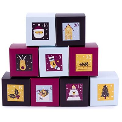 Pajoma Calendario de Adviento con 24 cajas para rellenar, incluye pegatinas, Balu Pajoma Calendario de Adviento con 24 cajas para rellenar, incluye pegatinas, Balu