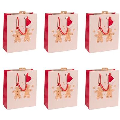 Eurowrap Clairefontaine Juego de 6 bolsas de regalo Kraft, tamaño mediano, 21,5 x 10,2 x 25,3 cm, 210 g, diseño de pan de jengibre, blanco sobre kraft, ideal para: libro, juego, pequeños Eurowrap Clairefontaine Juego de 6 bolsas de regalo Kraft, tamaño mediano, 21,5 x 10,2 x 25,3 cm, 210 g, diseño de pan de jengibre, blanco sobre kraft, ideal para: libro, juego, pequeños