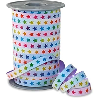 PRÄSENT POLY RAINBOW Cinta estrella pastel, cinta embalar, para envolver y decorar regalos y manualidades, 10 mm de ancho, cinta decorativa en los colores del estrella pastel, fácil de engarzar, 200 m PRÄSENT POLY RAINBOW Cinta estrella pastel, cinta embalar, para envolver y decorar regalos y manualidades, 10 mm de ancho, cinta decorativa en los colores del estrella pastel, fácil de engarzar, 200 m