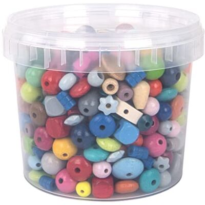 Cuentas de Madera Coloridas Rayher - 4-16mm - 380g Cubo de manualidades Cuentas de Madera Coloridas Rayher - 4-16mm - 380g Cubo de manualidades