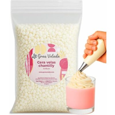 GRAN VELADA Cera Velas Chantilly 1 kg Mezcla Vegetal de Soja para Velas Decorativas Textura Nata Montada Ideal Cupcakes, Toppings y Coberturas GRAN VELADA Cera Velas Chantilly 1 kg Mezcla Vegetal de Soja para Velas Decorativas Textura Nata Montada Ideal Cupcakes, Toppings y Coberturas
