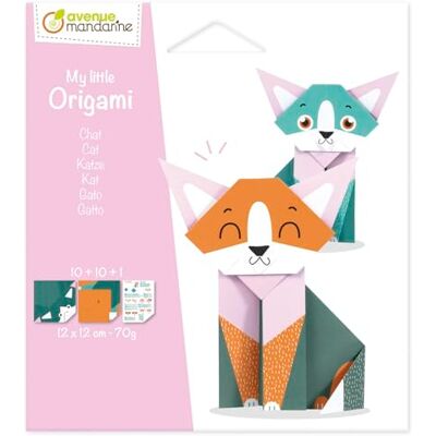 Avenue Mandarine OR508C Une pochette My little Origami 20 feuilles 12x12 cm 70 (avec modèle de pliage inclus), Chat Avenue Mandarine OR508C Une pochette My little Origami 20 feuilles 12x12 cm 70 (avec modèle de pliage inclus), Chat