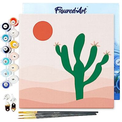 ART Mini Pintar por Números 20x20cm con marco para Adultos Cactus Manualidades con pintura acrílica Kit Cuadro DIY completo ART Mini Pintar por Números 20x20cm con marco para Adultos Cactus Manualidades con pintura acrílica Kit Cuadro DIY completo