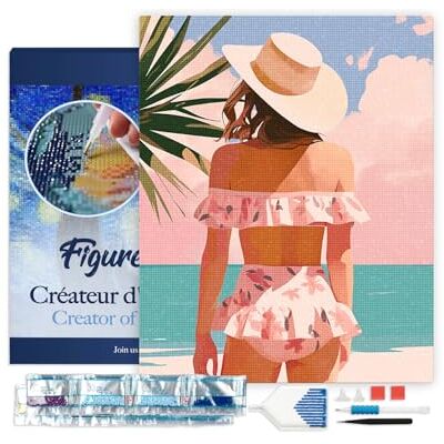 ART Diamond Painting Kit completo con marco Cuadro 40x50cm de Pintura de Diamante Bastidor montado diamantes cuadrados Belleza de verano 5D DIY Manualidades Adultos ART Diamond Painting Kit completo con marco Cuadro 40x50cm de Pintura de Diamante Bastidor montado diamantes cuadrados Belleza de verano 5D DIY Manualidades Adultos