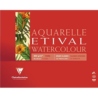 Clairefontaine 96395 C bloque Etival grano Classic encollé 4 lados 10 hojas 18 x 24 cm, 300 g Clairefontaine 96395 C bloque Etival grano Classic encollé 4 lados 10 hojas 18 x 24 cm, 300 g