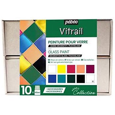 PEBEO VITRAIL Juego de colección, surtido, 10 x 45 ml PEBEO VITRAIL Juego de colección, surtido, 10 x 45 ml