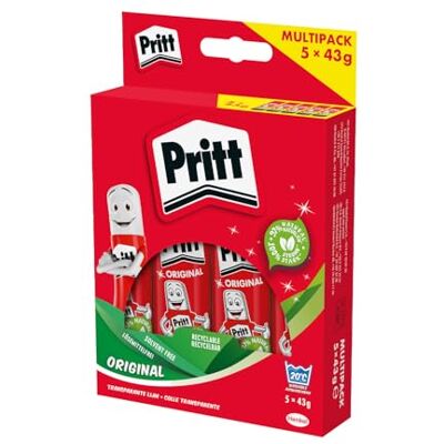 Pritt Pegamento en barra , seguro y apto para niños manualidades, fuerte uso escolar de oficina, 5x 43 g stick Pritt Pegamento en barra , seguro y apto para niños manualidades, fuerte uso escolar de oficina, 5x 43 g stick