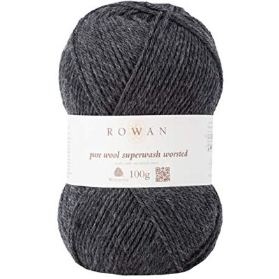 Rowan Pure Wool Superwash Ovillo de lana 100% de color carbón, 100 g Rowan Pure Wool Superwash Ovillo de lana 100% de color carbón, 100 g