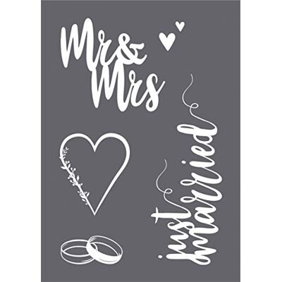 Rayher Plantilla de impresión de serigrafía de alta calidad con motivos de boda y frases en inglés. A5. Rayher Plantilla de impresión de serigrafía de alta calidad con motivos de boda y frases en inglés. A5.