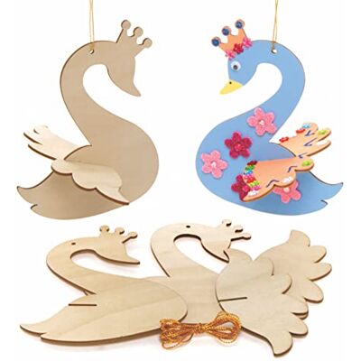 Baker Ross Decoraciones 3D Princesa Cisne Paquete de 6, artesanía de madera y proyectos de arte para niños, ideal para fiesta artísticas Baker Ross Decoraciones 3D Princesa Cisne Paquete de 6, artesanía de madera y proyectos de arte para niños, ideal para fiesta artísticas
