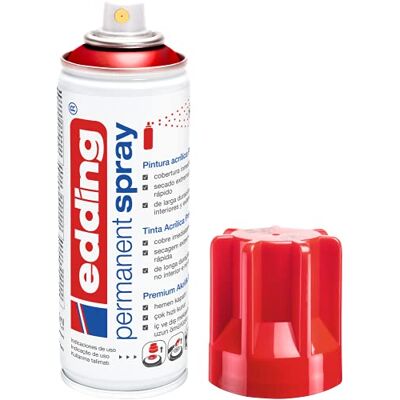 Edding Spray Permanente de Pintura Acrílica 200 ml Rojo Tráfico Brillo Edding Spray Permanente de Pintura Acrílica 200 ml Rojo Tráfico Brillo