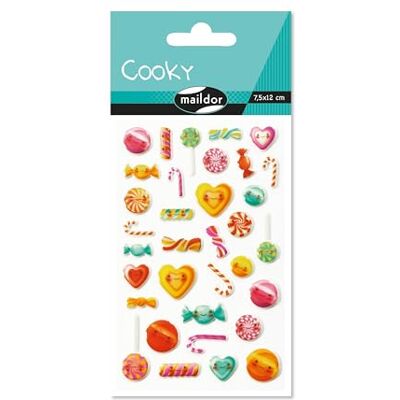 Maildor – Bolsa de gomas 3D Cooky 1 tabla de 7,5 x 12 cm, Kawai Dulces (34 pegatinas) – Paquete de 10 Maildor – Bolsa de gomas 3D Cooky 1 tabla de 7,5 x 12 cm, Kawai Dulces (34 pegatinas) – Paquete de 10