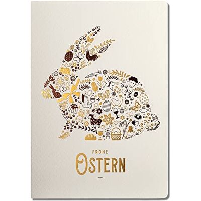 ART Exclusivas tarjetas de Pascua – Juego de 10 tarjetas manuales en color beige ligero 120 x 170 mm, diseño de Pascua dorado y de papel de acuarela, con inserciones y sobres beige ART Exclusivas tarjetas de Pascua – Juego de 10 tarjetas manuales en color beige ligero 120 x 170 mm, diseño de Pascua dorado y de papel de acuarela, con inserciones y sobres beige