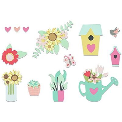 Sizzix Thinlits Die Set 5PK-Floral Garden by Jessica Scott, -Juego de Troqueles (5 Unidades), diseño, Plástico Papel, Multicolor, Talla única Sizzix Thinlits Die Set 5PK-Floral Garden by Jessica Scott, -Juego de Troqueles (5 Unidades), diseño, Plástico Papel, Multicolor, Talla única