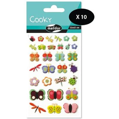 Maildor Bolsa de gomas 3D Cooky 1 tabla de 7,5 x 12 cm, libélulas (30 pegatinas) Paquete de 10 Maildor Bolsa de gomas 3D Cooky 1 tabla de 7,5 x 12 cm, libélulas (30 pegatinas) Paquete de 10
