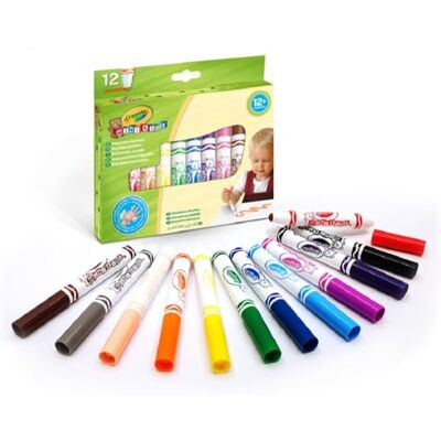 CRAYOLA Mini Kids — Rotuladores Lavables para Niños, Set de 12 Rotuladores Lavables de Punta Redondeada, No Tóxico, Apto para Niños a Partir de 12 meses CRAYOLA Mini Kids — Rotuladores Lavables para Niños, Set de 12 Rotuladores Lavables de Punta Redondeada, No Tóxico, Apto para Niños a Partir de 12 meses