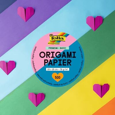 Folia Hojas plegables Premium 70g/m², BASIC, 15 x 15 cm, 500 hojas en 10 colores diferentes, para manualidades, embellecer y decorar Folia Hojas plegables Premium 70g/m², BASIC, 15 x 15 cm, 500 hojas en 10 colores diferentes, para manualidades, embellecer y decorar