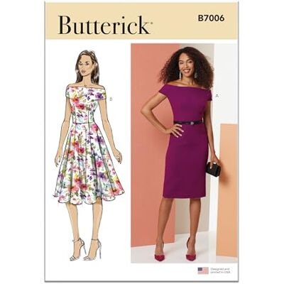 Butterick B7006K5 Vestido sin hombros - Vestido Butterick B7006K5 Vestido sin hombros - Vestido
