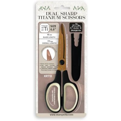 Stamperia Tijera de titanio doble afilada para álbumes de recortes, álbumes, tarjetas, diarios y más, revestimiento antiadherente para cardstock, tela y cinta, mangos cómodos Stamperia Tijera de titanio doble afilada para álbumes de recortes, álbumes, tarjetas, diarios y más, revestimiento antiadherente para cardstock, tela y cinta, mangos cómodos