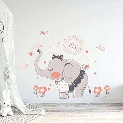Ambiance Sticker Adhesivo decorativo para pared, diseño de elefante en la naturaleza, 60 x 90 cm Ambiance Sticker Adhesivo decorativo para pared, diseño de elefante en la naturaleza, 60 x 90 cm