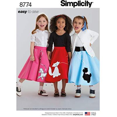 Simplicity 8774 Girl's 1950's Vintage Rockabilly Poodle Skirt Sewing Pattern, Sizes 7-14 Simplicity 8774 Girl's 1950's Vintage Rockabilly Poodle Skirt Sewing Pattern, Sizes 7-14