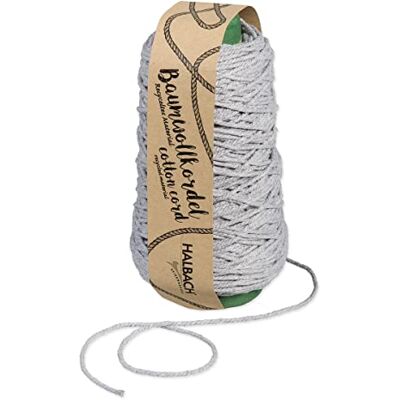 Halbach Seidenbänder Cordón de algodón Reciclado Ancho 2 mm Longitud 150 Metros Hilo de algodón sostenible para macramé o Manualidades Color: Gris Halbach Seidenbänder Cordón de algodón Reciclado Ancho 2 mm Longitud 150 Metros Hilo de algodón sostenible para macramé o Manualidades Color: Gris
