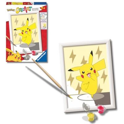 Ravensburger CreArt Pokémon: Pikachu, Kit pintar por números +7 años Kit completo con lámina 14x19 cm, colores, pincel y marco incluidos; incluye todo lo necesario para pintar desde 7 años. Ravensburger CreArt Pokémon: Pikachu, Kit pintar por números +7 años Kit completo con lámina 14x19 cm, colores, pincel y marco incluidos; incluye todo lo necesario para pintar desde 7 años.