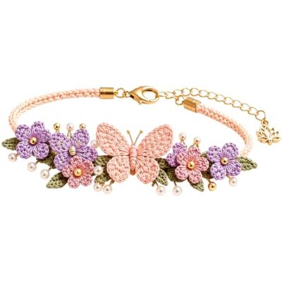 Generic Kit de pulseras de ganchillo hechas a mano con tejido floral de bosque Gancho de hilo de algodón, cadena de cuentas decorativas para principiantes (Papillon) Generic Kit de pulseras de ganchillo hechas a mano con tejido floral de bosque Gancho de hilo de algodón, cadena de cuentas decorativas para principiantes (Papillon)