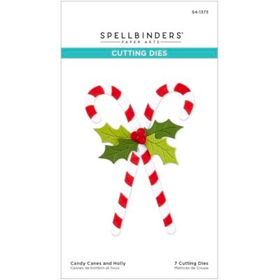 Spellbinders Troqueles grabados con bastones de caramelo y acebo de The Home for The Holidays Collection Spellbinders Troqueles grabados con bastones de caramelo y acebo de The Home for The Holidays Collection