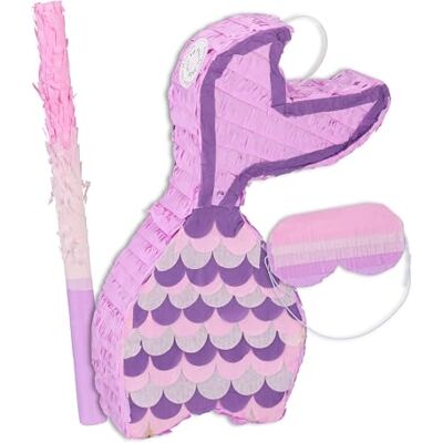 Relaxdays Piñata, Cola de Sirena, Set de 3 Piezas con Palo y Antifaz, Juego Niñas Cumpleaños, Sin Rellenar, Lila y Rosa Relaxdays Piñata, Cola de Sirena, Set de 3 Piezas con Palo y Antifaz, Juego Niñas Cumpleaños, Sin Rellenar, Lila y Rosa