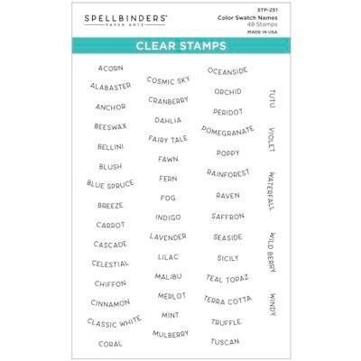 Spellbinders Juego de sellos transparentes de colores Swatch Names de la colección ColorWheel Swatch Party Spellbinders Juego de sellos transparentes de colores Swatch Names de la colección ColorWheel Swatch Party