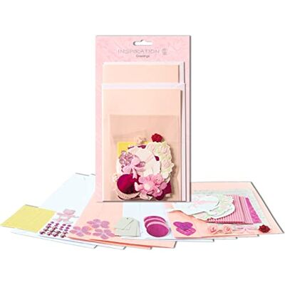 Ursus Set de tarjetas Felicitaciones Rosa, 2 x 2 tarjetas con sobre, 100 adhesivos, para diseño personalizado Ursus Set de tarjetas Felicitaciones Rosa, 2 x 2 tarjetas con sobre, 100 adhesivos, para diseño personalizado