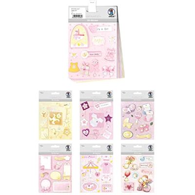 Ursus 10154126 Set de Pegatinas 3D Baby Girl, Set con 7 Hojas de Pegatinas, Autoadhesivas, fáciles de retirar, adecuadas para la elaboración de Tarjetas Ursus 10154126 Set de Pegatinas 3D Baby Girl, Set con 7 Hojas de Pegatinas, Autoadhesivas, fáciles de retirar, adecuadas para la elaboración de Tarjetas