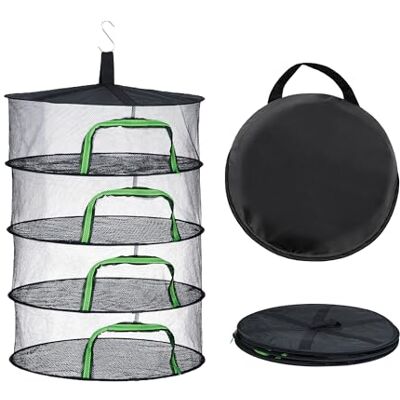 Relaxdays Plegable para secar, Red de 4 Niveles para Hierbas, Frutas, Verduras, para Colgar, Verde/Negro, 90% Poliéster, 80 x 60 x 60 cm Relaxdays Plegable para secar, Red de 4 Niveles para Hierbas, Frutas, Verduras, para Colgar, Verde/Negro, 90% Poliéster, 80 x 60 x 60 cm