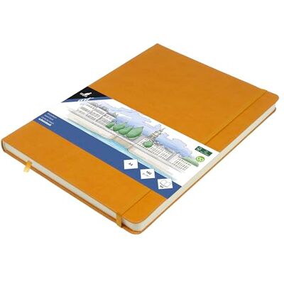 Kangaro Cuaderno de dibujo de arte A4 ocre amarillo PU tapa dura 80 hojas 140 gramos papel color crema Kangaro Cuaderno de dibujo de arte A4 ocre amarillo PU tapa dura 80 hojas 140 gramos papel color crema
