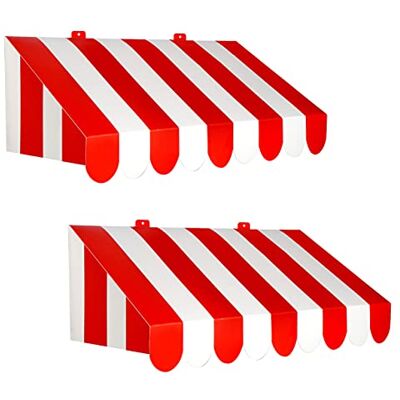 Beistle , 2 Stück 3D-Markisen-Wanddekorationen, 62,9 x 22,2 cm (Rot/weiß) Beistle , 2 Stück 3D-Markisen-Wanddekorationen, 62,9 x 22,2 cm (Rot/weiß)