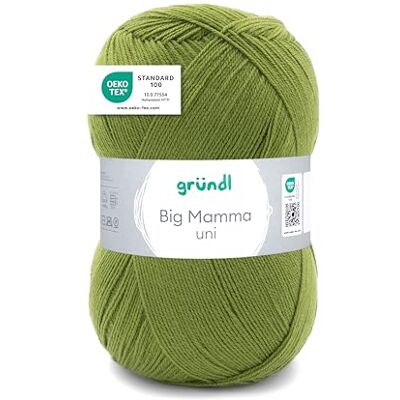 Gründl Big Mamma uni Lana XXL 1 × 400 g, Verde hierba Hilo para Calcetar y Ganchillo, 100% Poliacrílico, 1040 m, Aguja 3,5-4,5 Gründl Big Mamma uni Lana XXL 1 × 400 g, Verde hierba Hilo para Calcetar y Ganchillo, 100% Poliacrílico, 1040 m, Aguja 3,5-4,5