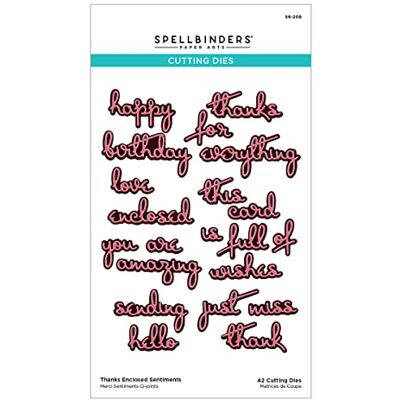 Spellbinders Thank Enclosed Sentiments Troqueles grabados de The Four Petal Collection, metal, uno Spellbinders Thank Enclosed Sentiments Troqueles grabados de The Four Petal Collection, metal, uno