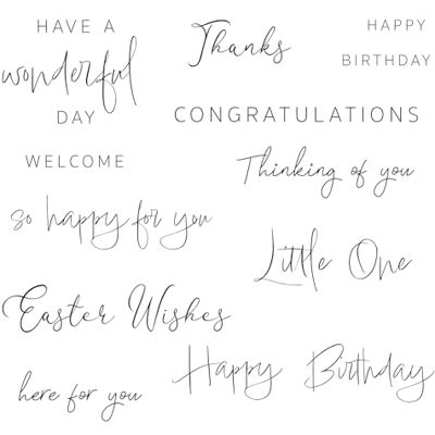 Sizzix Set de 13 sellos transparentes Daily Sentiments de Lisa Jones Sizzix Set de 13 sellos transparentes Daily Sentiments de Lisa Jones
