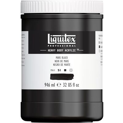 Liquitex pintura acrílica profesional Heavy Body cuerpo espeso, 946 ml, color negro de marte Liquitex pintura acrílica profesional Heavy Body cuerpo espeso, 946 ml, color negro de marte