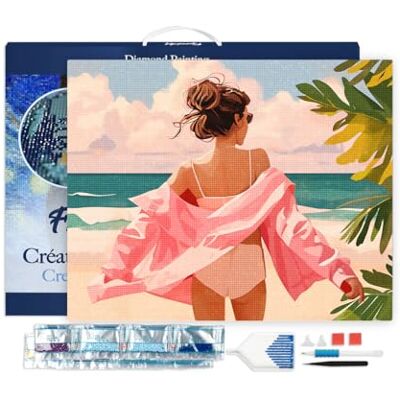 ART Diamond Painting Kit completo con marco Cuadro 40x50cm de Pintura de Diamante Bastidor montado diamantes cuadrados Disfruta de la playa 5D DIY Manualidades Adultos ART Diamond Painting Kit completo con marco Cuadro 40x50cm de Pintura de Diamante Bastidor montado diamantes cuadrados Disfruta de la playa 5D DIY Manualidades Adultos